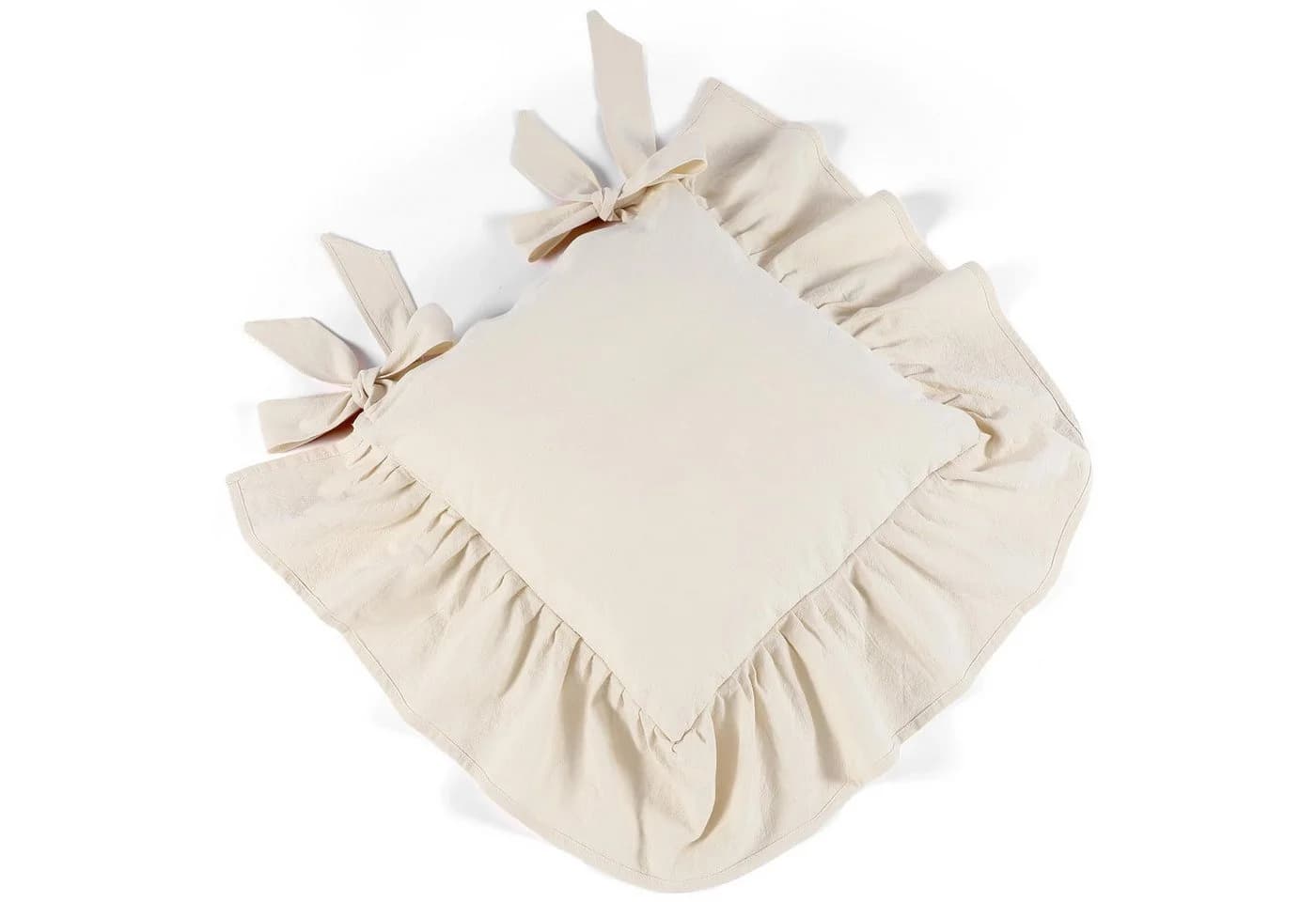 Zyronn Stuhlkissenbezug Landhausstil Beige mit Rüschen & Schleifen - Bild 2