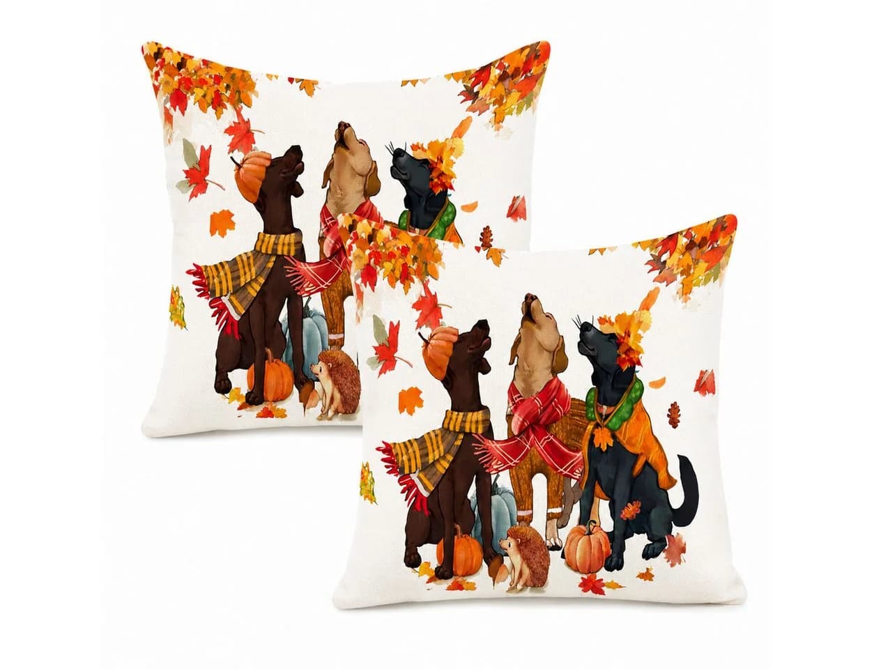 Diwzbyn Kissenbezug 2er Set 45x45 cm Herbstmotiv Hund - Bild 2