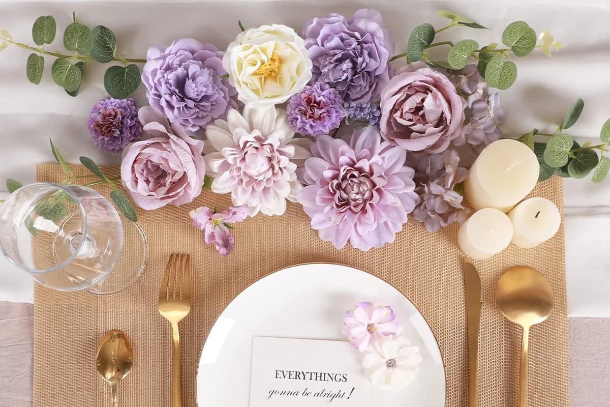 Diwzbyn Künstliches Blumen Set 24-tlg. Seidenblumen Mix für DIY & Deko - Bild 3