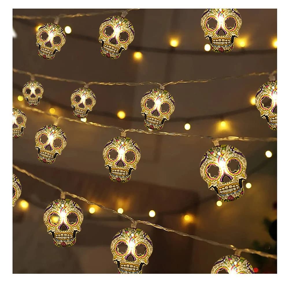 nsihing LED-Lichterkette Halloween Totenkopf 20 LEDs warmweiß - Bild 2