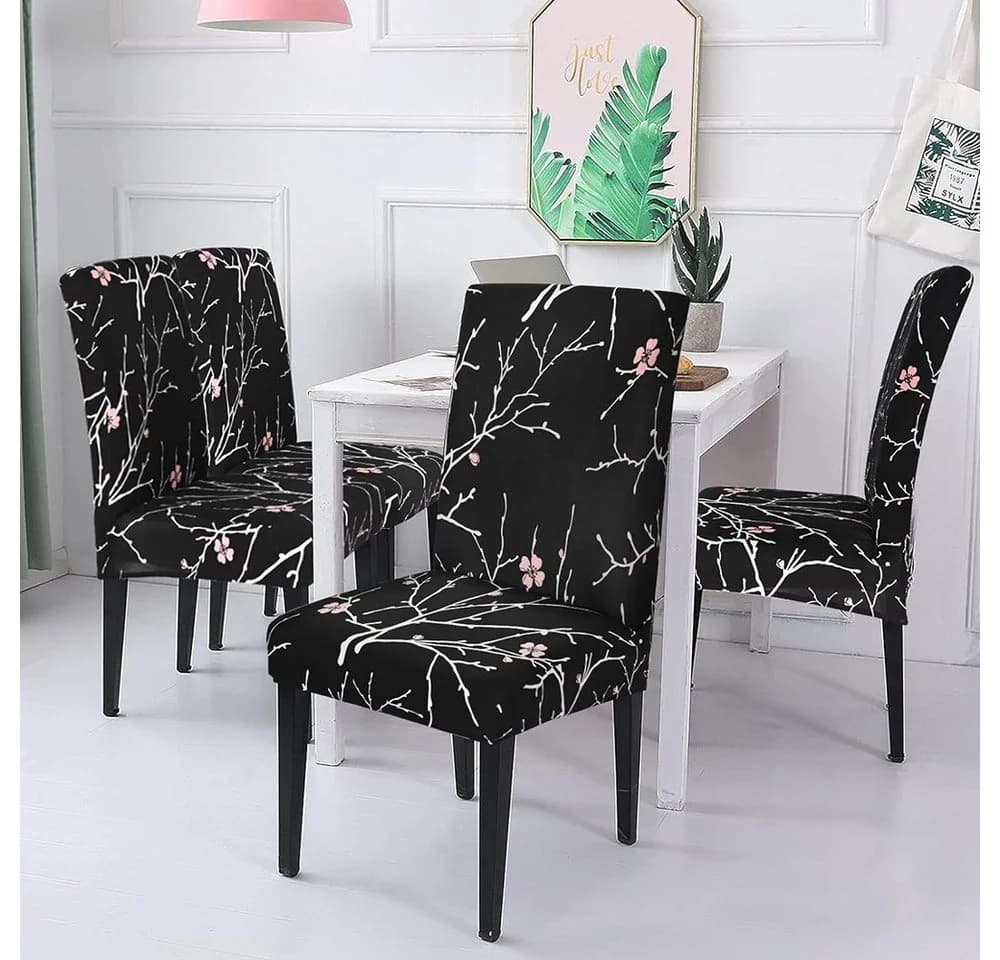 Zaewry Stuhlhusse Schwarz Stretch Polyester Esszimmerstuhlbezug - Bild 5