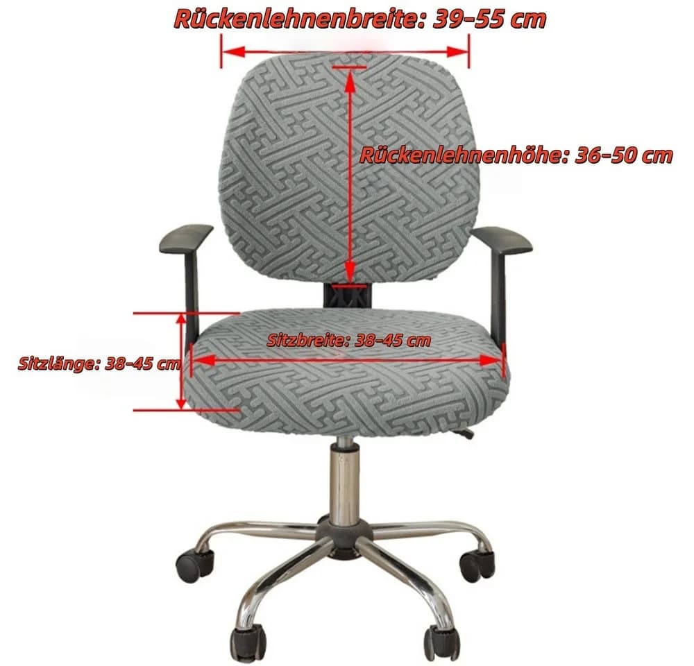 Diwzbyn Stuhlhusse Grau Waschbarer Bürodrehstuhlbezug - Bild 3