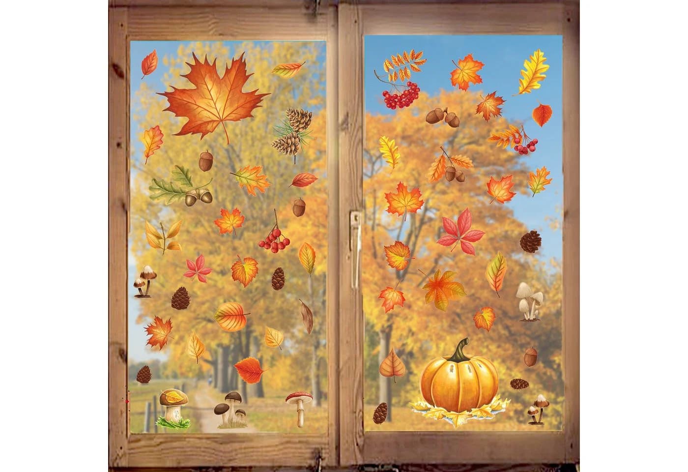 Sorvyzxn Fensterfolie Herbst Deko 54-teilig Selbstklebend Bunt - Bild 2