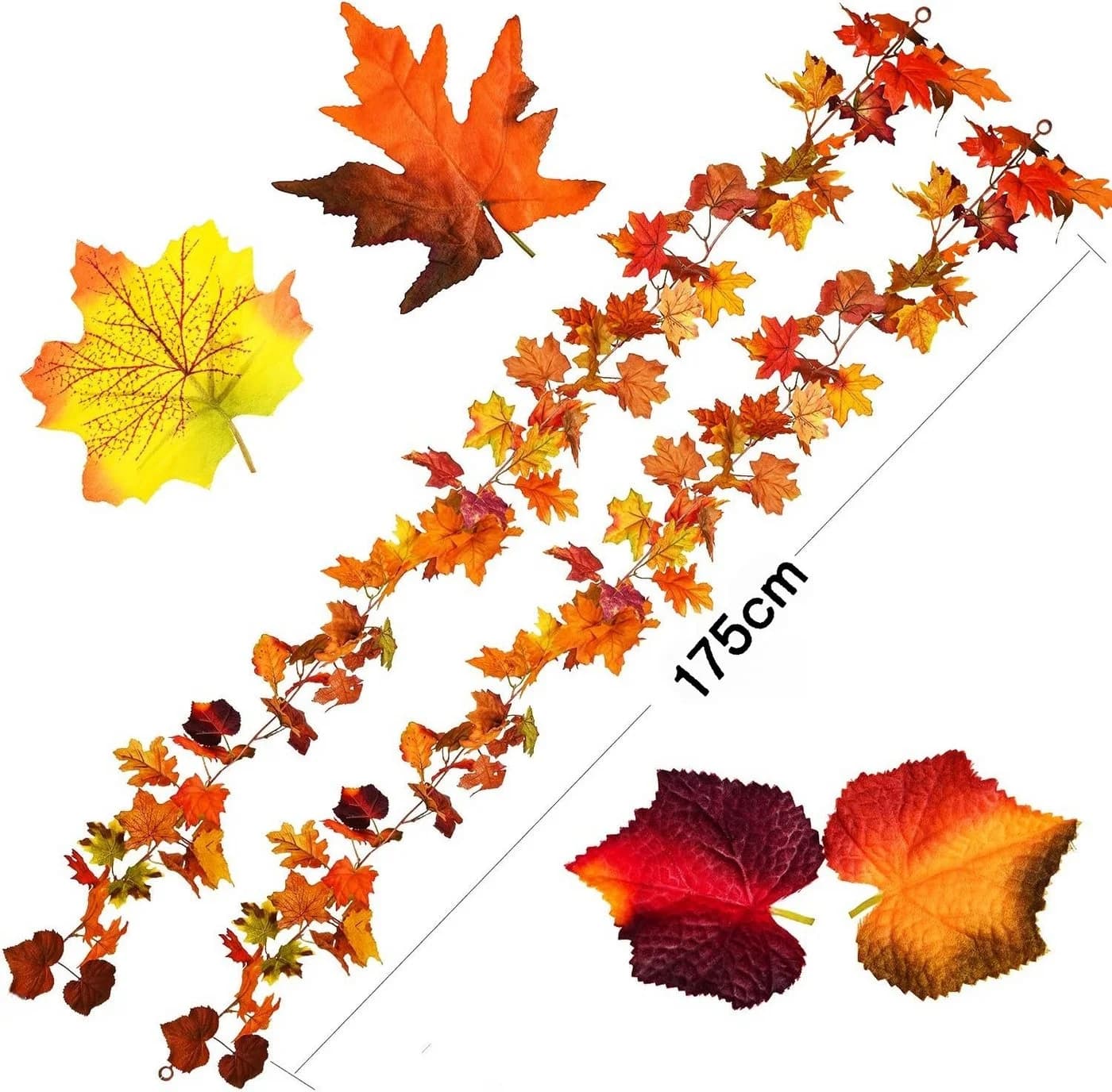 Sorvyzxn Kunstranke Herbst Girlande mit Ahornblättern & Kürbissen