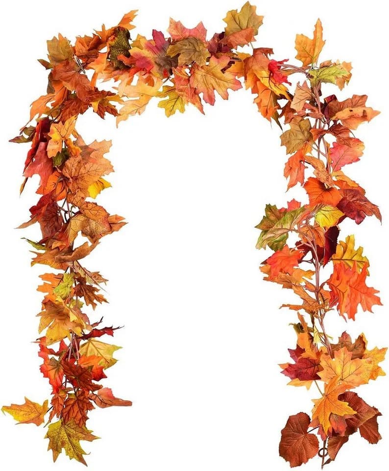 Sorvyzxn Kunstranke Herbst Girlande mit Ahornblättern & Kürbissen - Bild 2