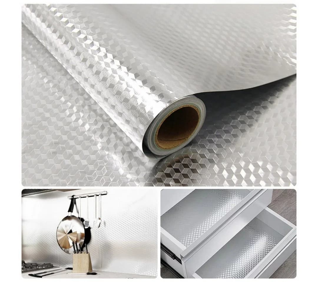 Diwzbyn Küchenrückwand Aluminium Klebefolie Silber Selbstklebend - Bild 2
