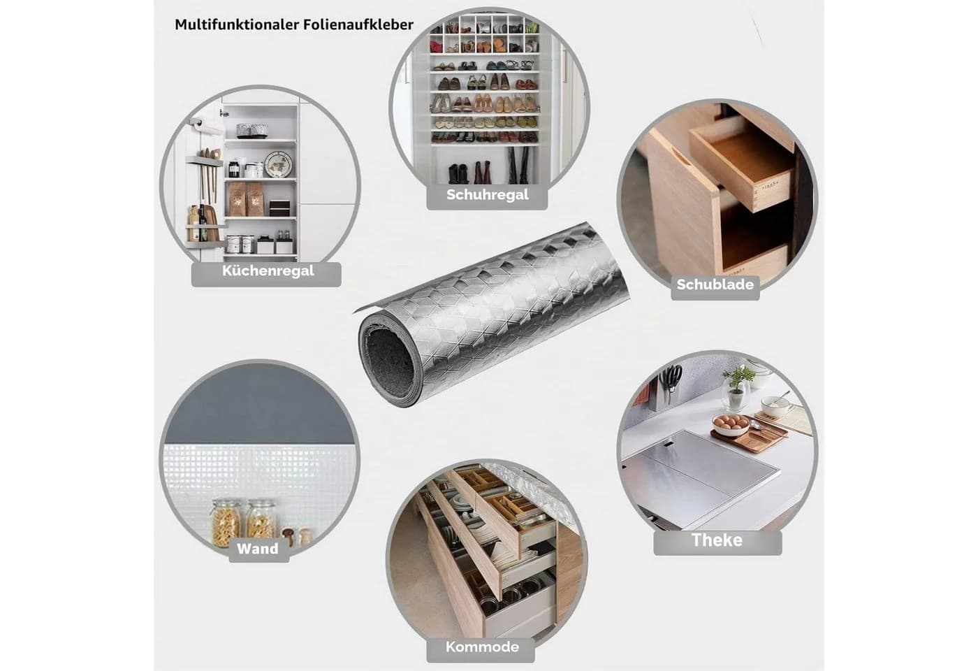 Diwzbyn Küchenrückwand Aluminium Klebefolie Silber Selbstklebend - Bild 4