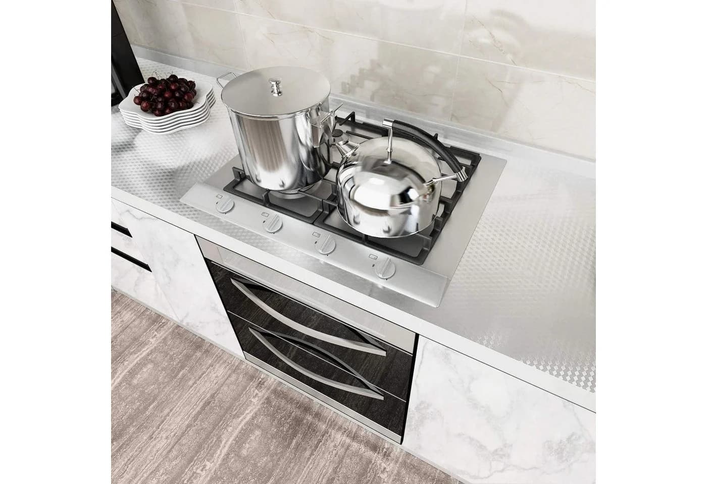 Diwzbyn Küchenrückwand Aluminium Klebefolie Silber Selbstklebend - Bild 5