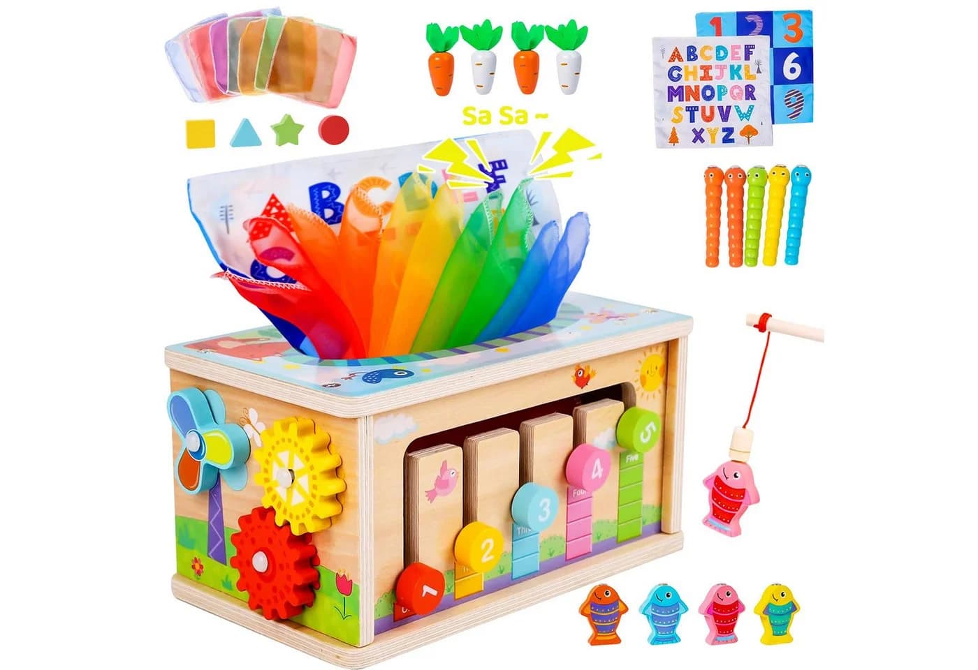 Flintry 6-in-1 Montessori Lernspielzeug aus Massivholz - Bild 2