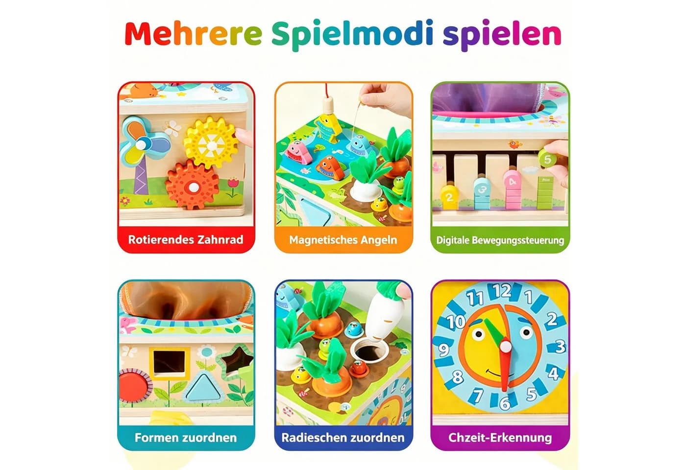 Flintry 6-in-1 Montessori Lernspielzeug aus Massivholz - Bild 3
