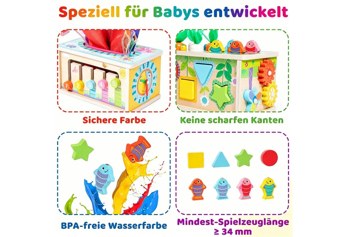 Flintry 6-in-1 Montessori Lernspielzeug aus Massivholz - Bild 4