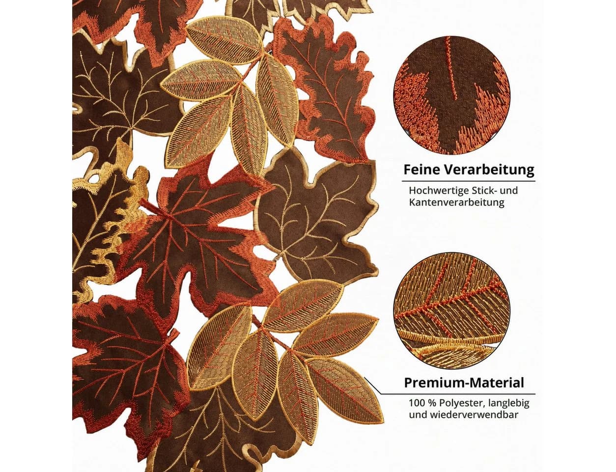 Sorvyzxn Tischläufer Herbst Polyester-Satin Besticktes Design - Bild 3