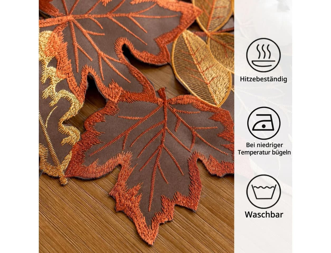 Sorvyzxn Tischläufer Herbst Polyester-Satin Besticktes Design - Bild 4