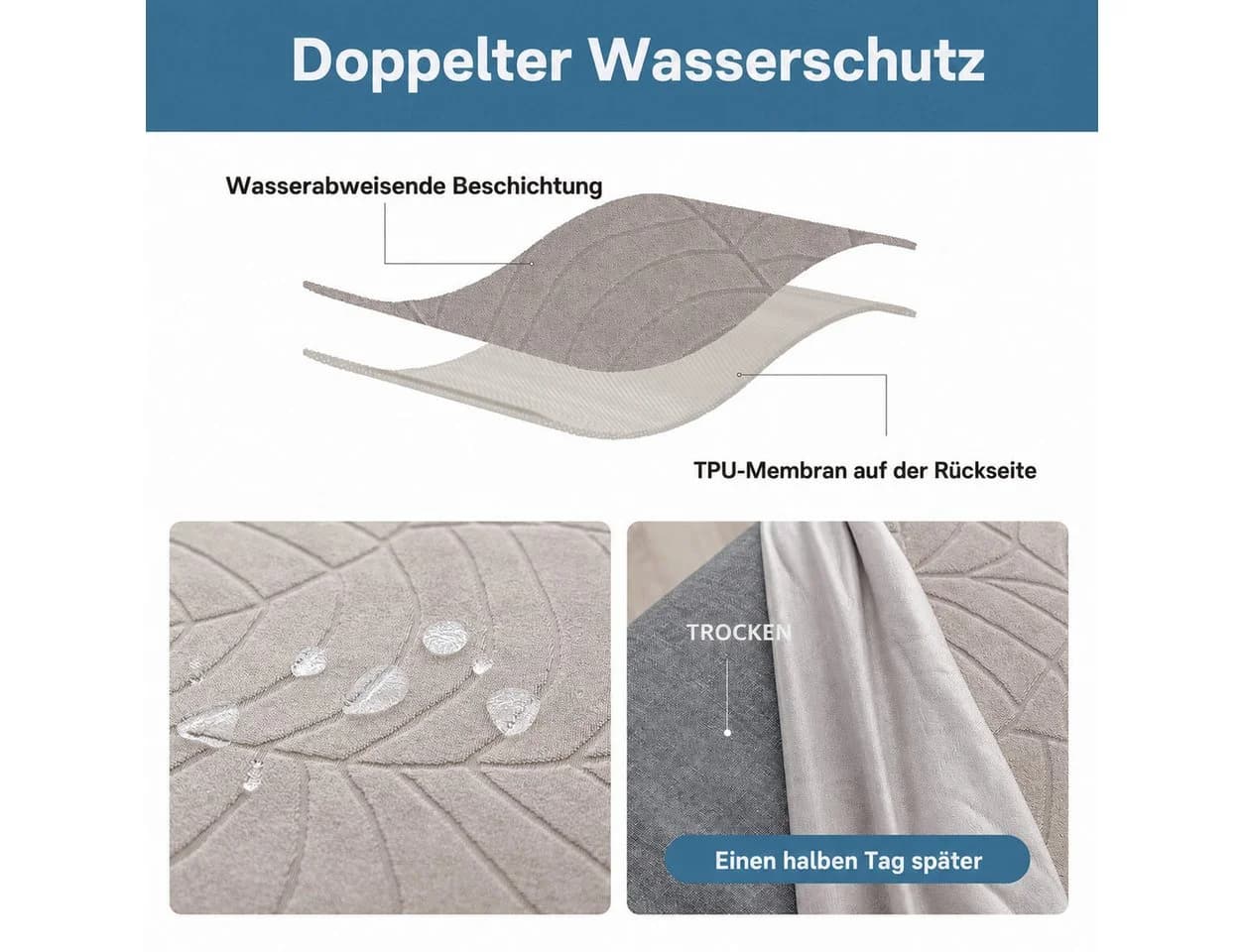 Diwzbyn Stuhlbezug Beige Wasserdicht & Elastisch 2/4er Set - Bild 3