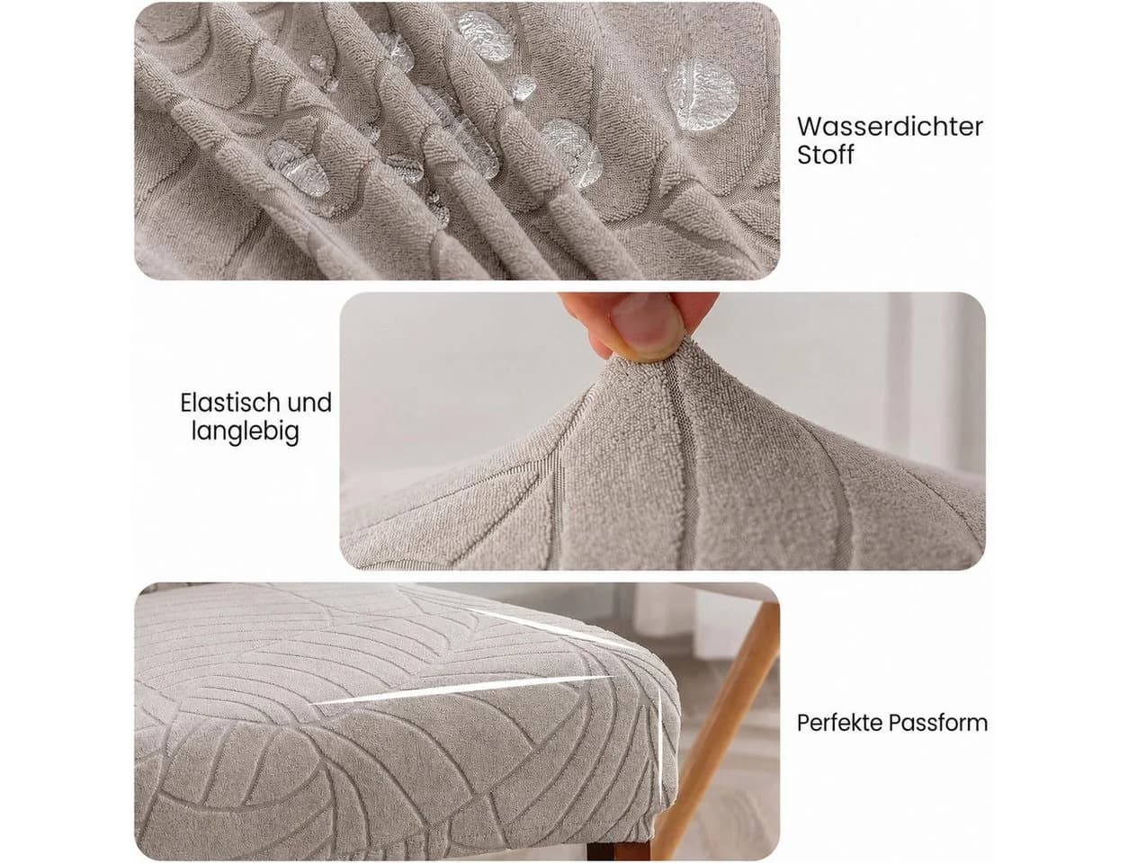 Diwzbyn Stuhlbezug Beige Wasserdicht & Elastisch 2/4er Set - Bild 4