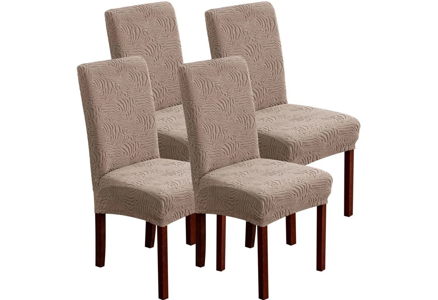 Diwzbyn Stuhlbezug 2/4er Set Elastisch Jacquard Braun - Bild 2