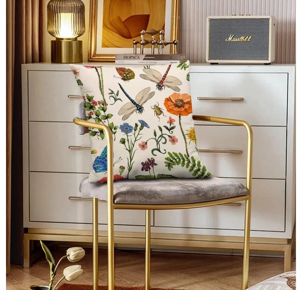 Diwzbyn Kissenbezug 4er-Set Blumenmuster Polyester