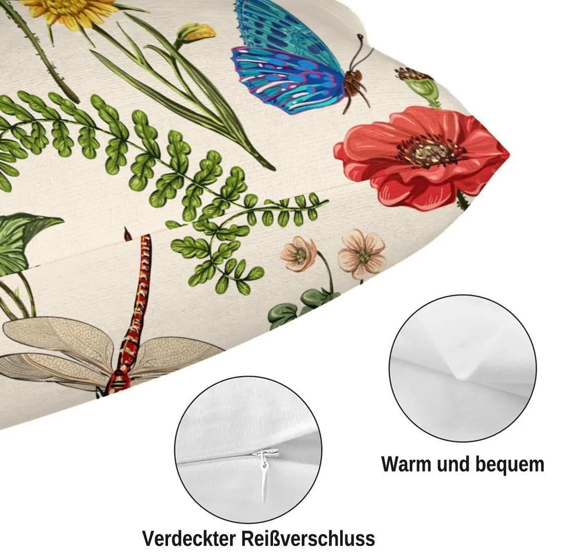 Diwzbyn Kissenbezug 4er-Set Blumenmuster Polyester - Bild 4