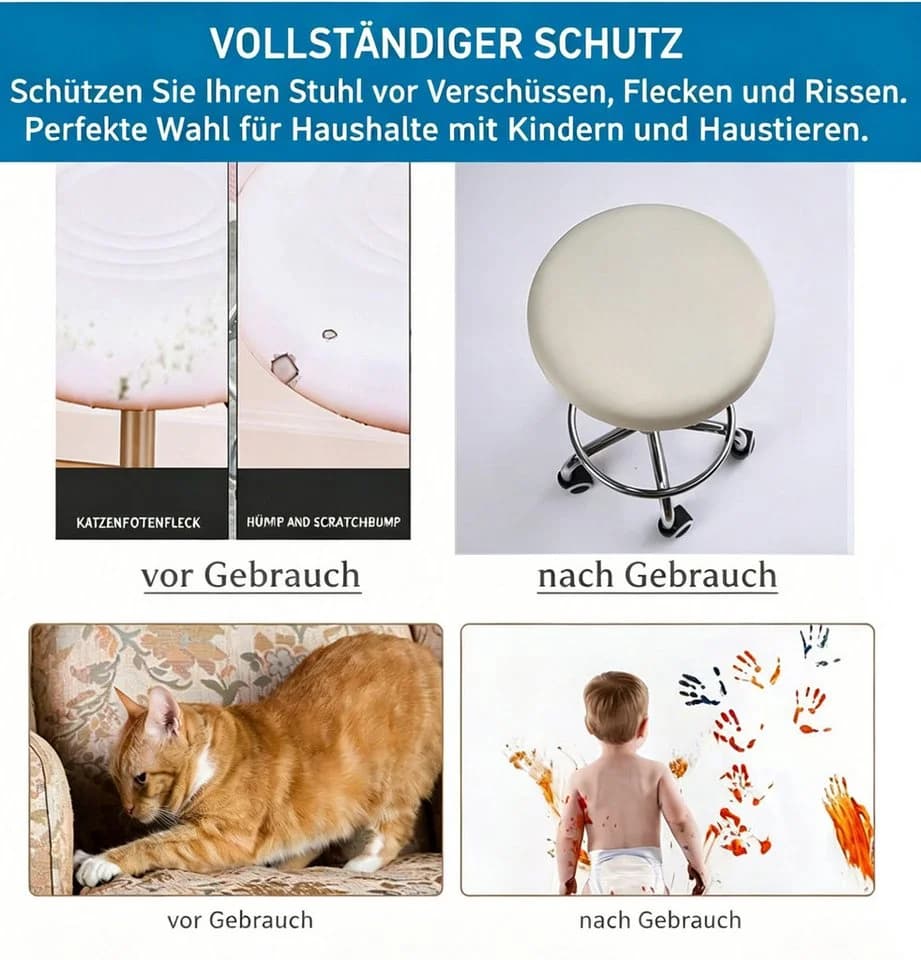 Diwzbyn Stuhlhusse Runder Barhockerbezug Polyester Elasthan - Bild 4