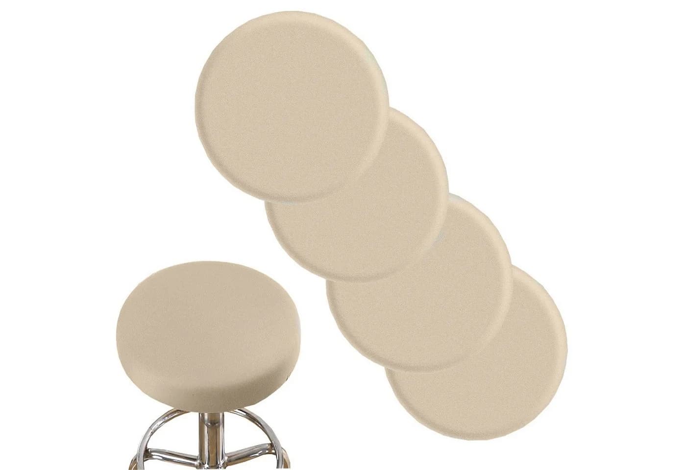 Diwzbyn Stuhlhusse Runder Barhockerbezug Beige Hochelastisch - Bild 2