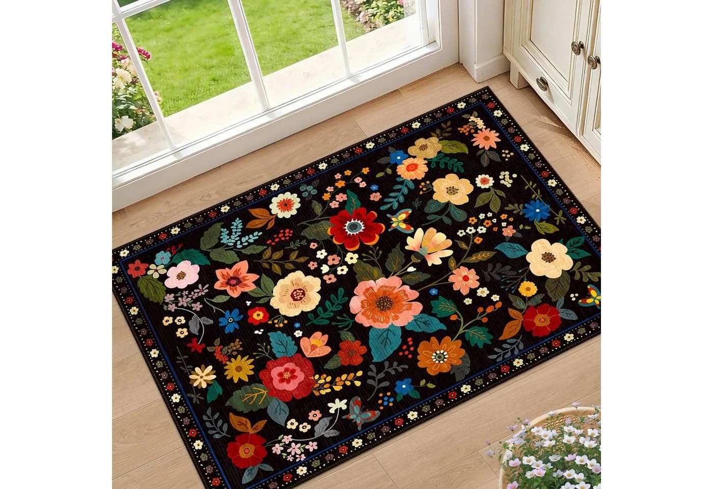 Agger Fußmatte Blumenmuster Boho-Stil Polyester