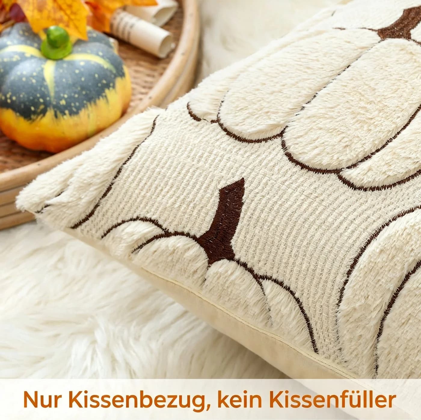 Sorvyzxn Kissenbezug 2er-Set Herbst Kürbis Motiv Orange Braun Polyester