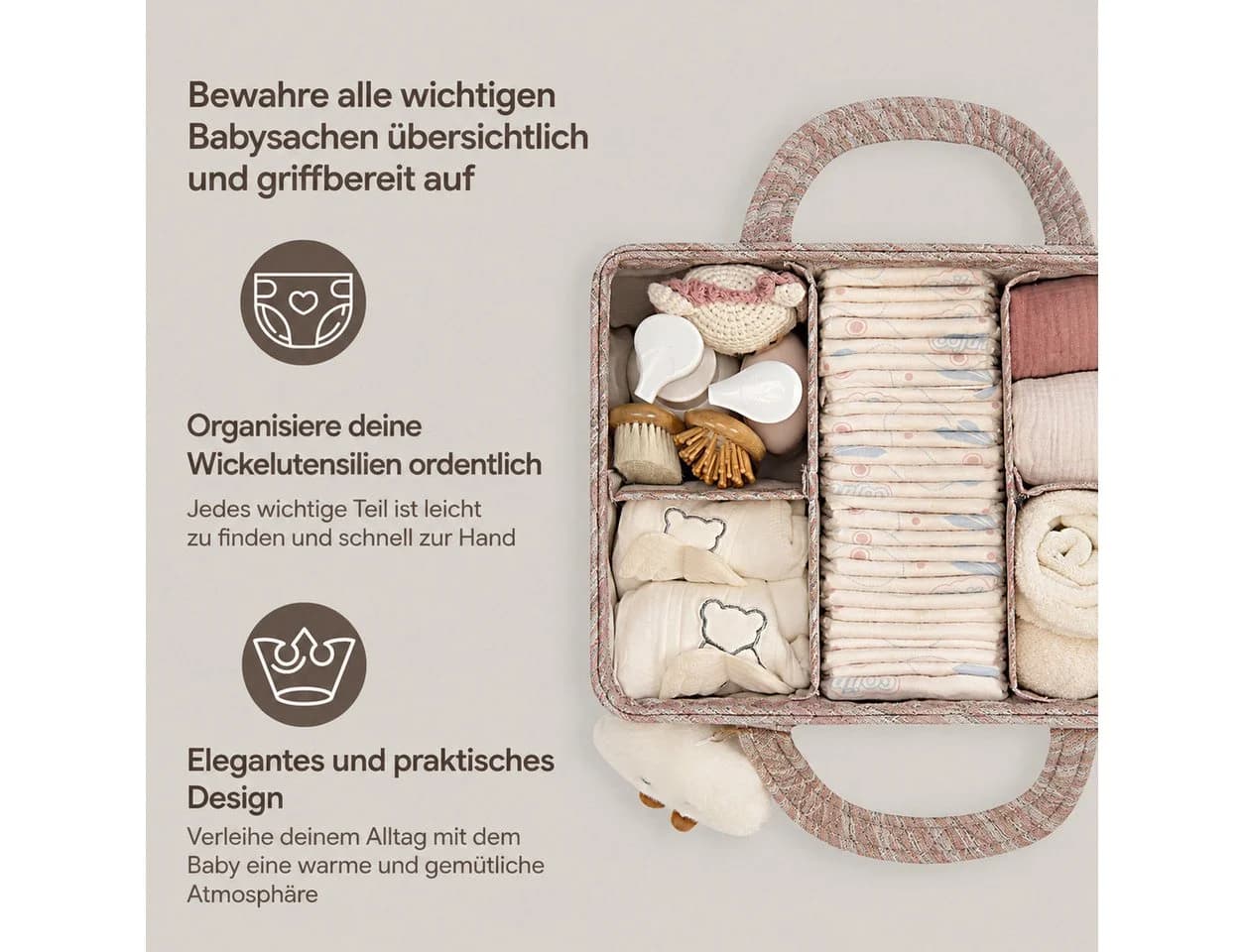 nsihing Aufbewahrungskorb mit Trennwänden und Tragegriffen - Bild 3