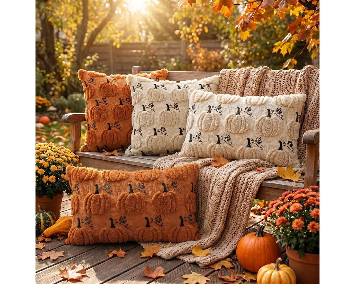 Diwzbyn Dekokissenbezug Kürbis Orange 45x45 cm Polyester