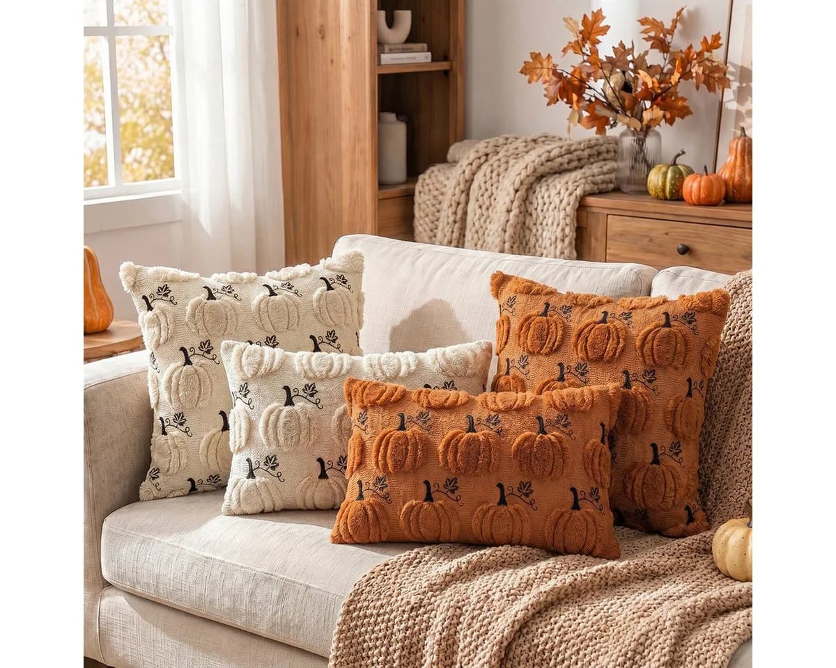 Diwzbyn Dekokissenbezug Kürbis Orange 45x45 cm Polyester - Bild 3