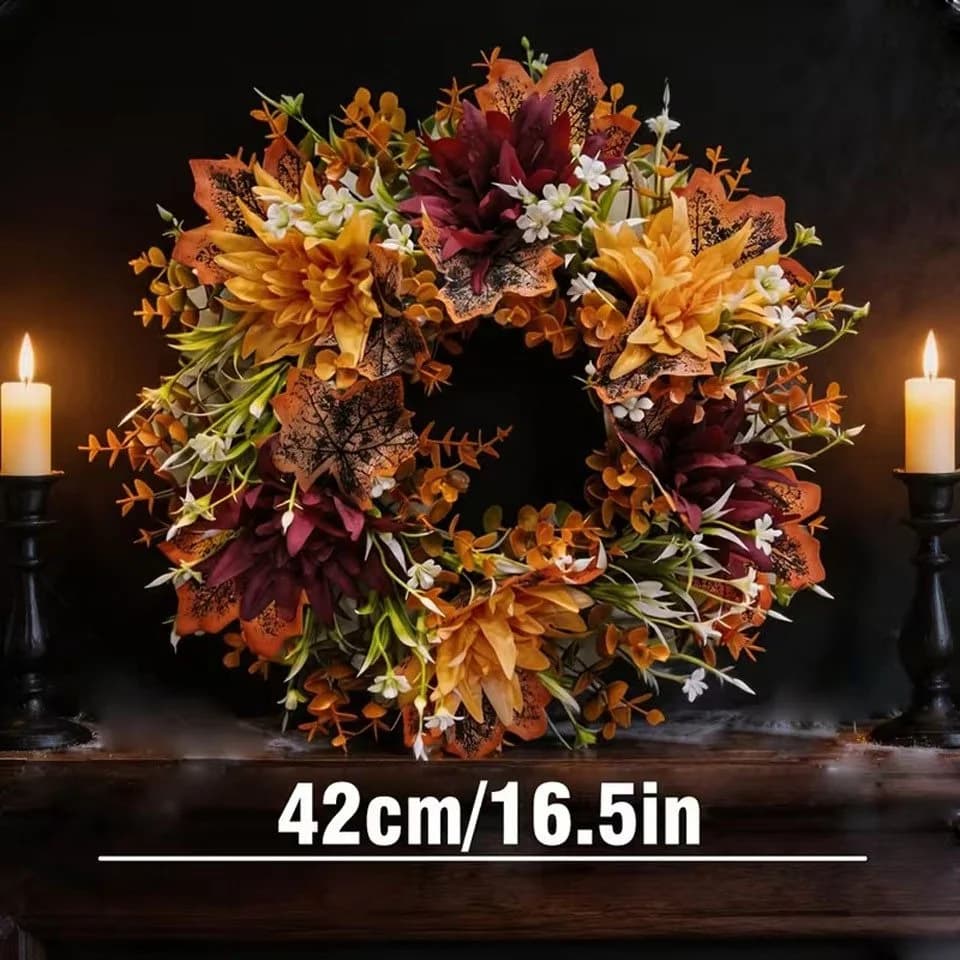 Diwzbyn Dekokranz Herbstlicher Thanksgiving-Kranz Bunt Kunststoff