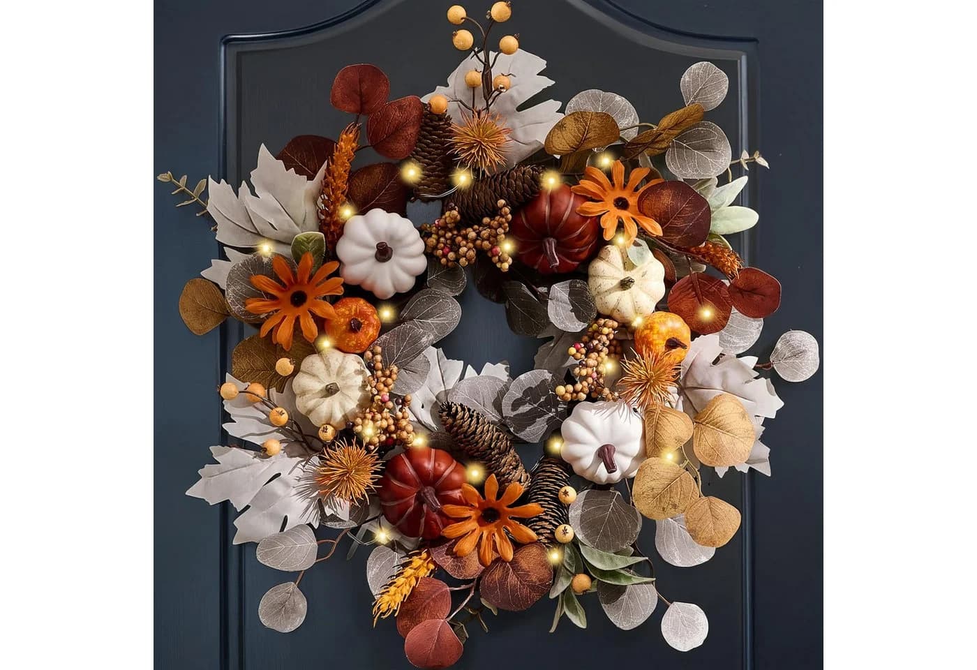 Diwzbyn Dekokranz 45cm Herbst-Beerenkranz Orange/Grün/Jute