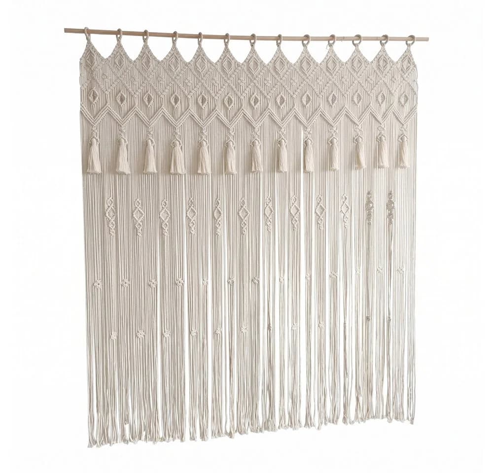 Diwzbyn Makramee Türvorhang Beige Boho Wandbehang - Bild 2