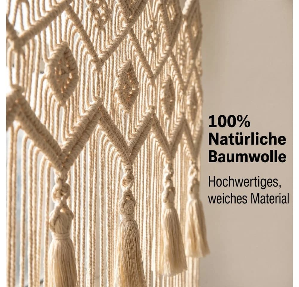 Diwzbyn Makramee Türvorhang Beige Boho Wandbehang - Bild 3