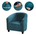 Diwzbyn Sesselhusse Samt Blau Elastisch Bild 3