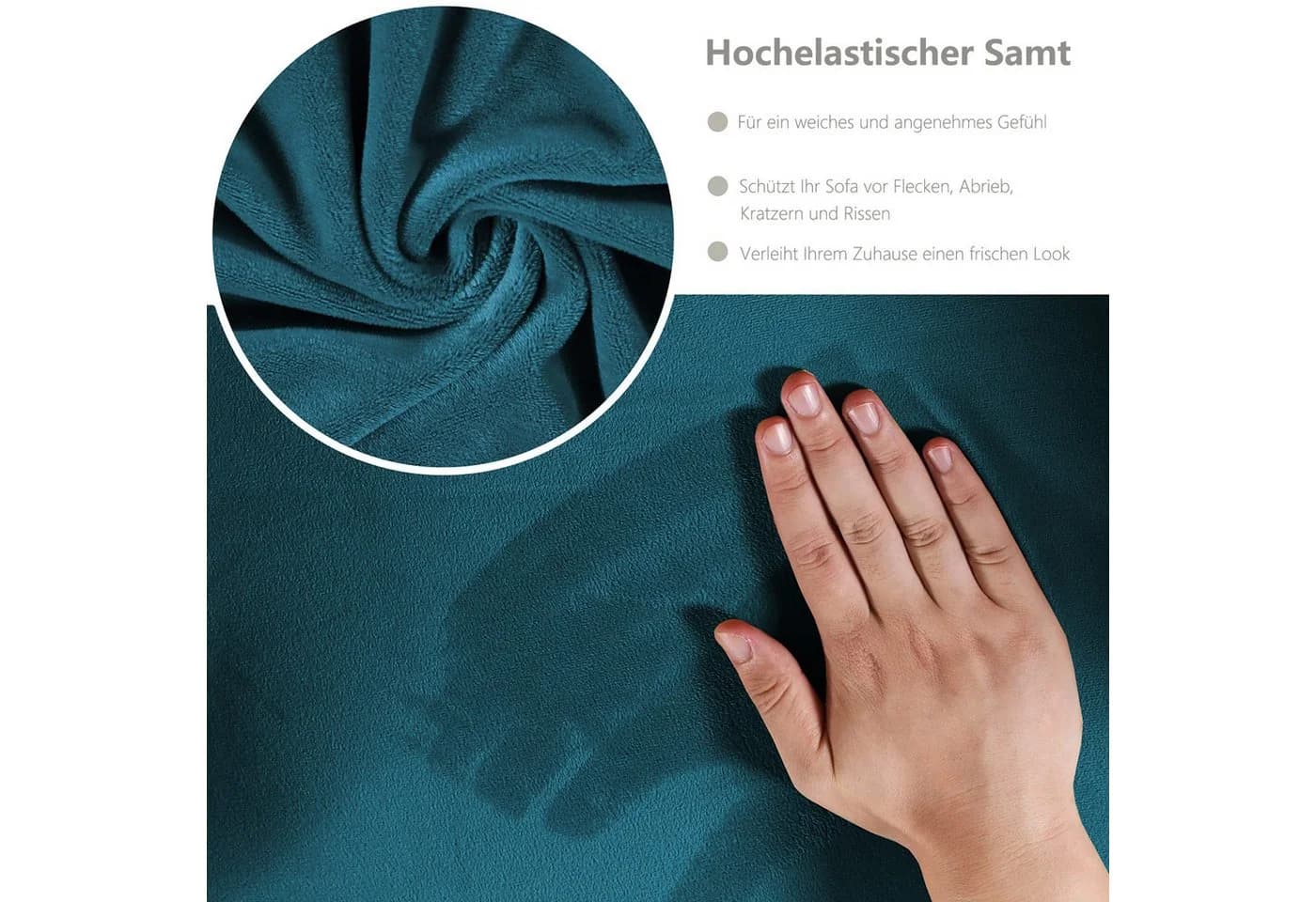 Diwzbyn Sesselhusse Samt Blau Elastisch - Bild 4