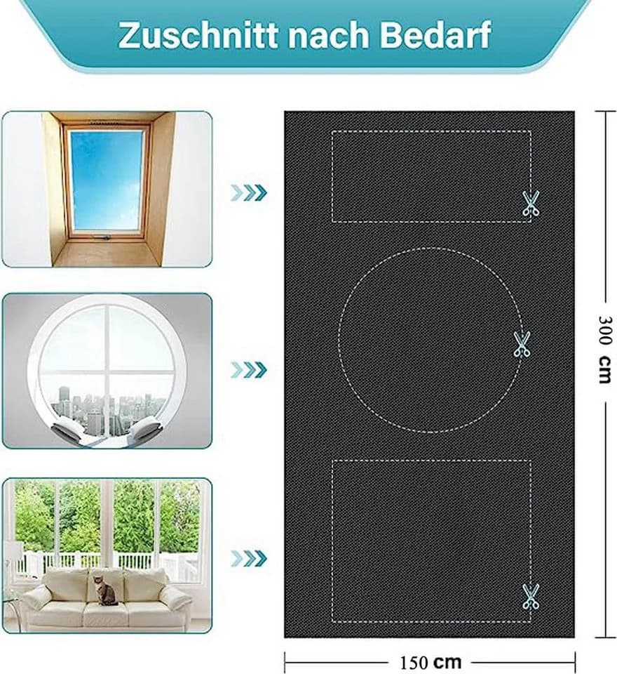 Diwzbyn Verdunklungsrollo Ohne Bohren 100% Schwarz Hitzeschutz