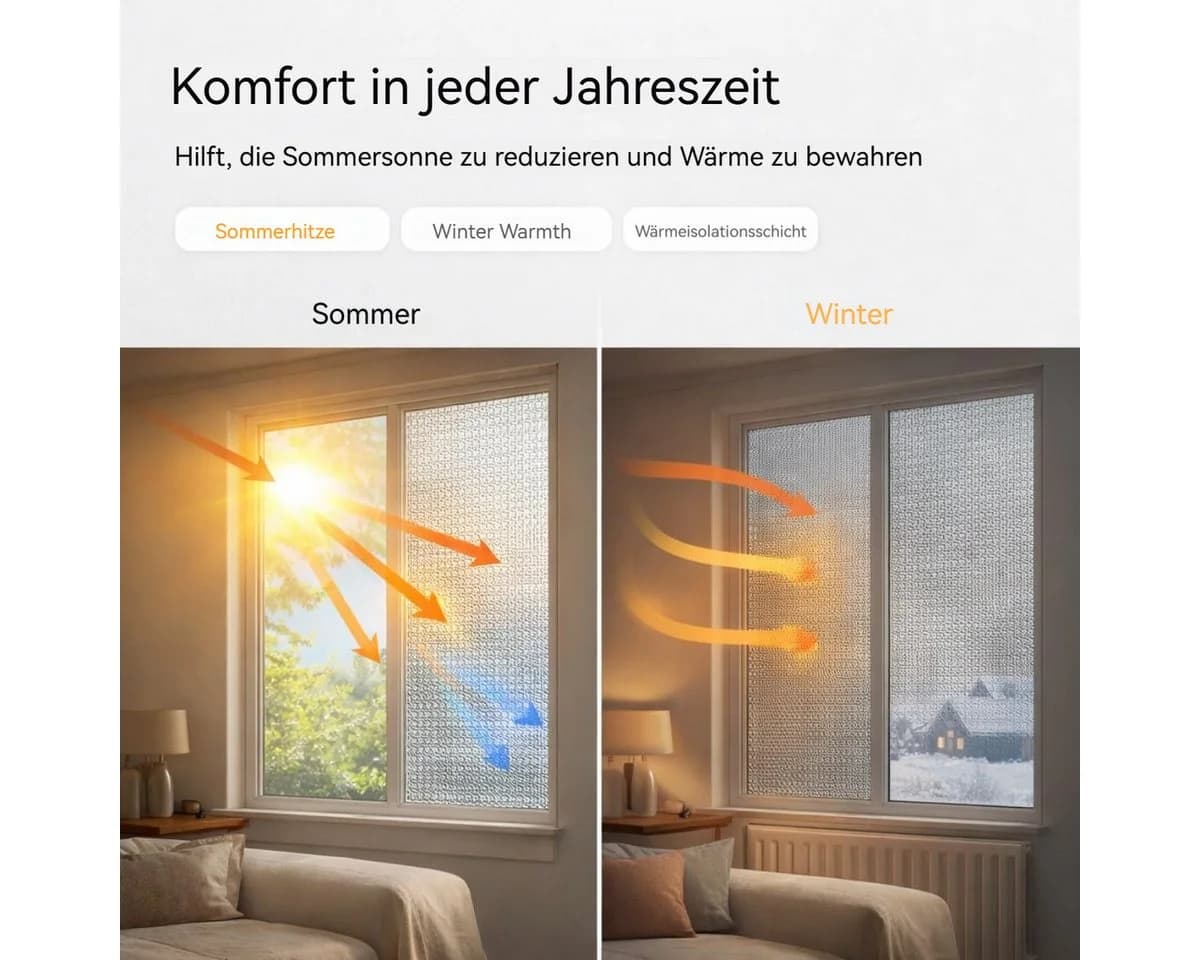 Diwzbyn Sonnenschutz-Fensterfolie Silber Aluminiumfolie Isolierfolie - Bild 4