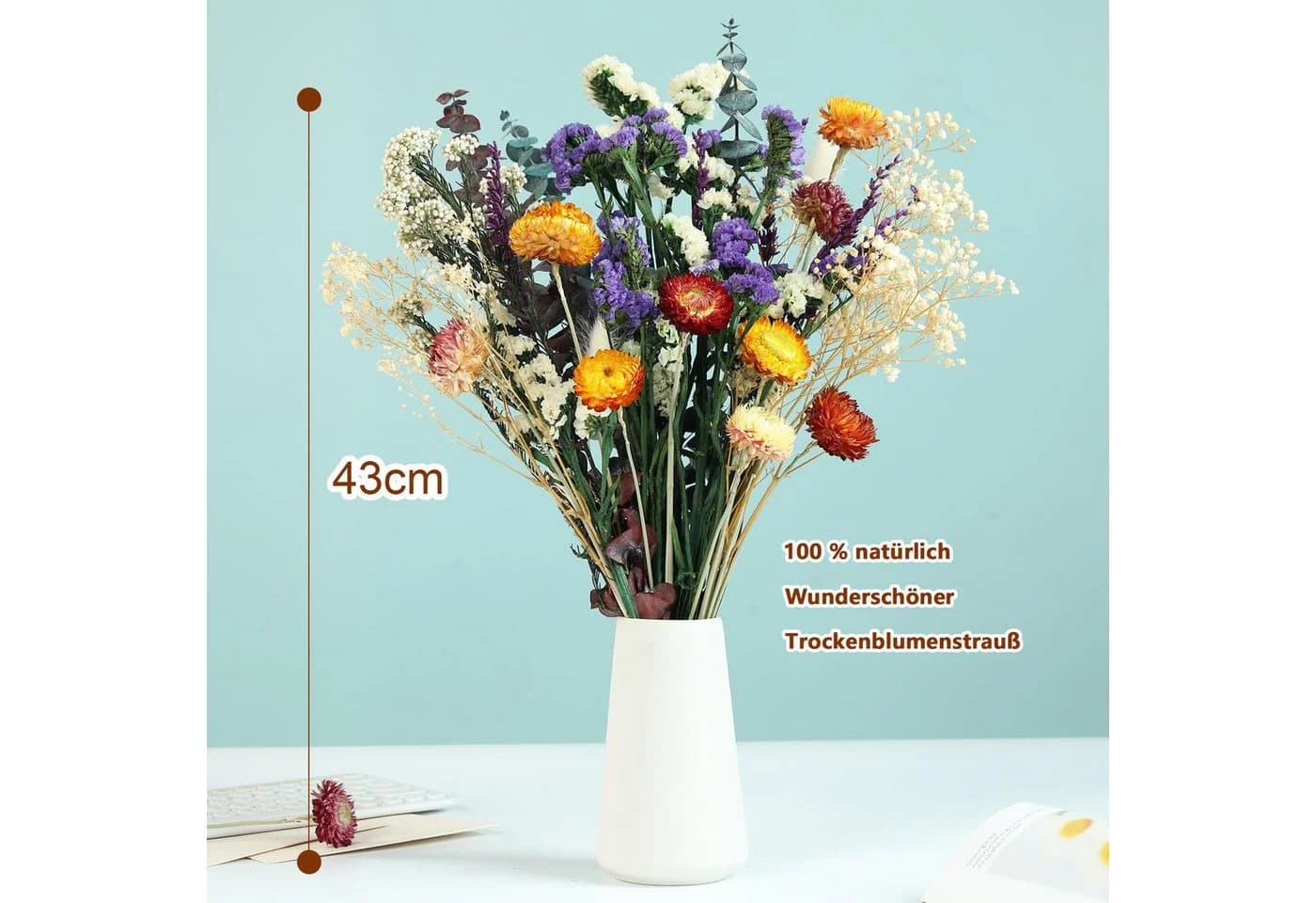 Diwzbyn Trockenblumenstrauß Groß Set Brautstrauß Getrocknet - Bild 3