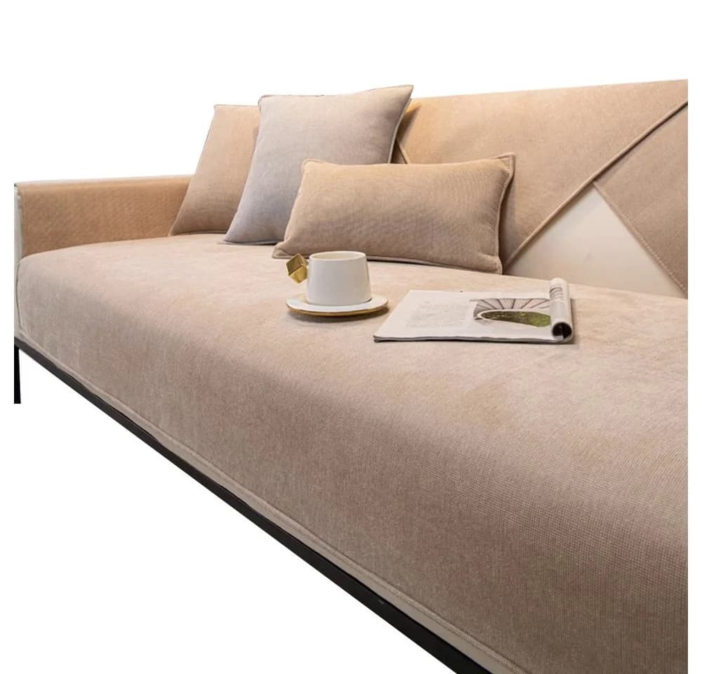 Minicloss Sofaschoner Anti-Rutsch Chenille Überwurf Braun Retro - Bild 2