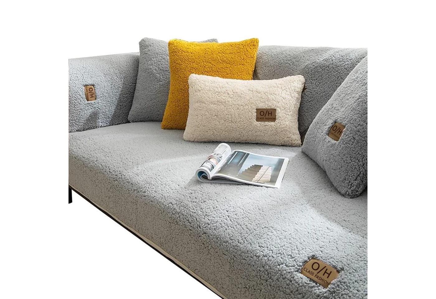 Zyronn Sofaschoner Rutschfest Hellgrau Kurzplush - Bild 2