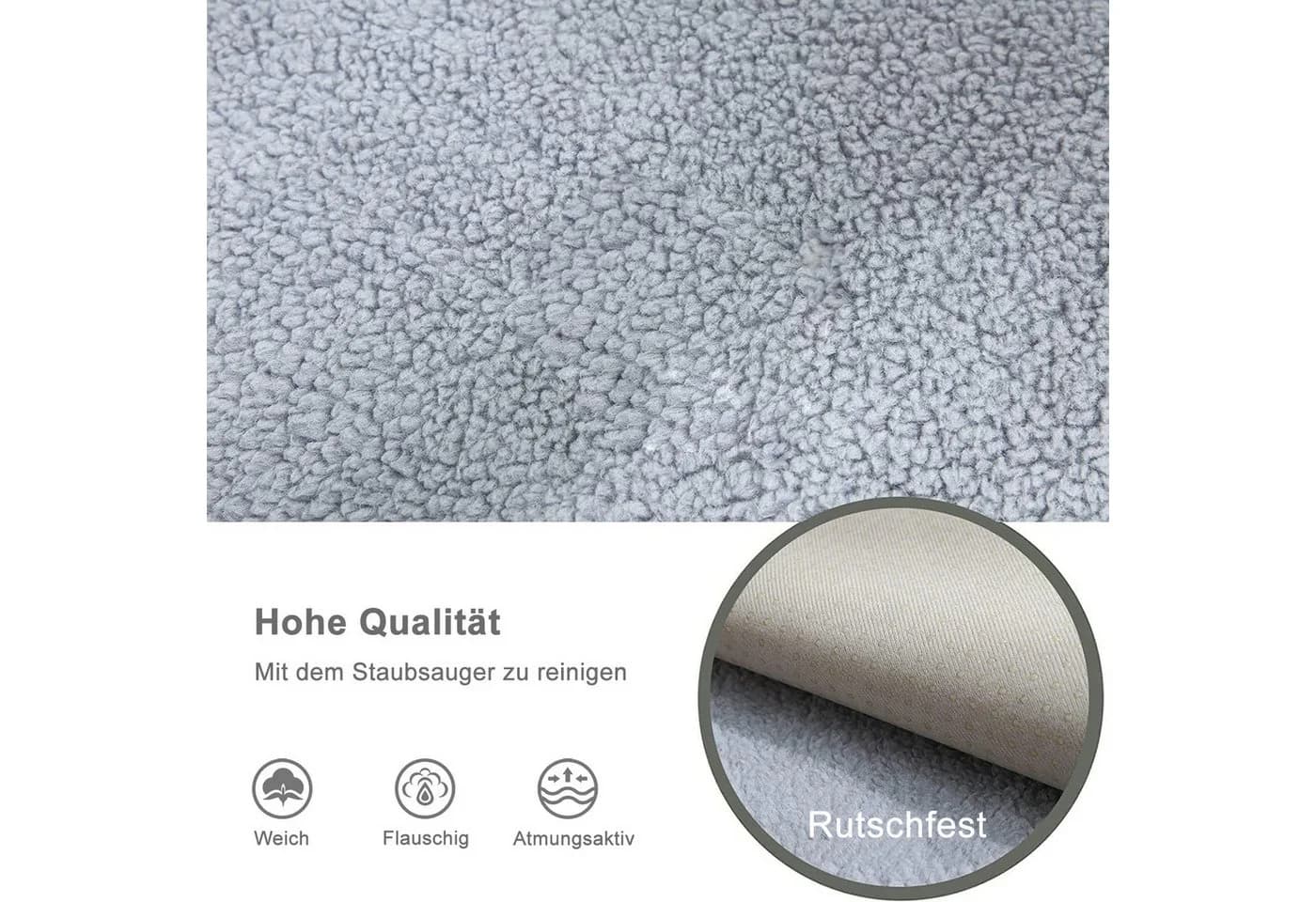 Zyronn Sofaschoner Rutschfest Hellgrau Kurzplush - Bild 3