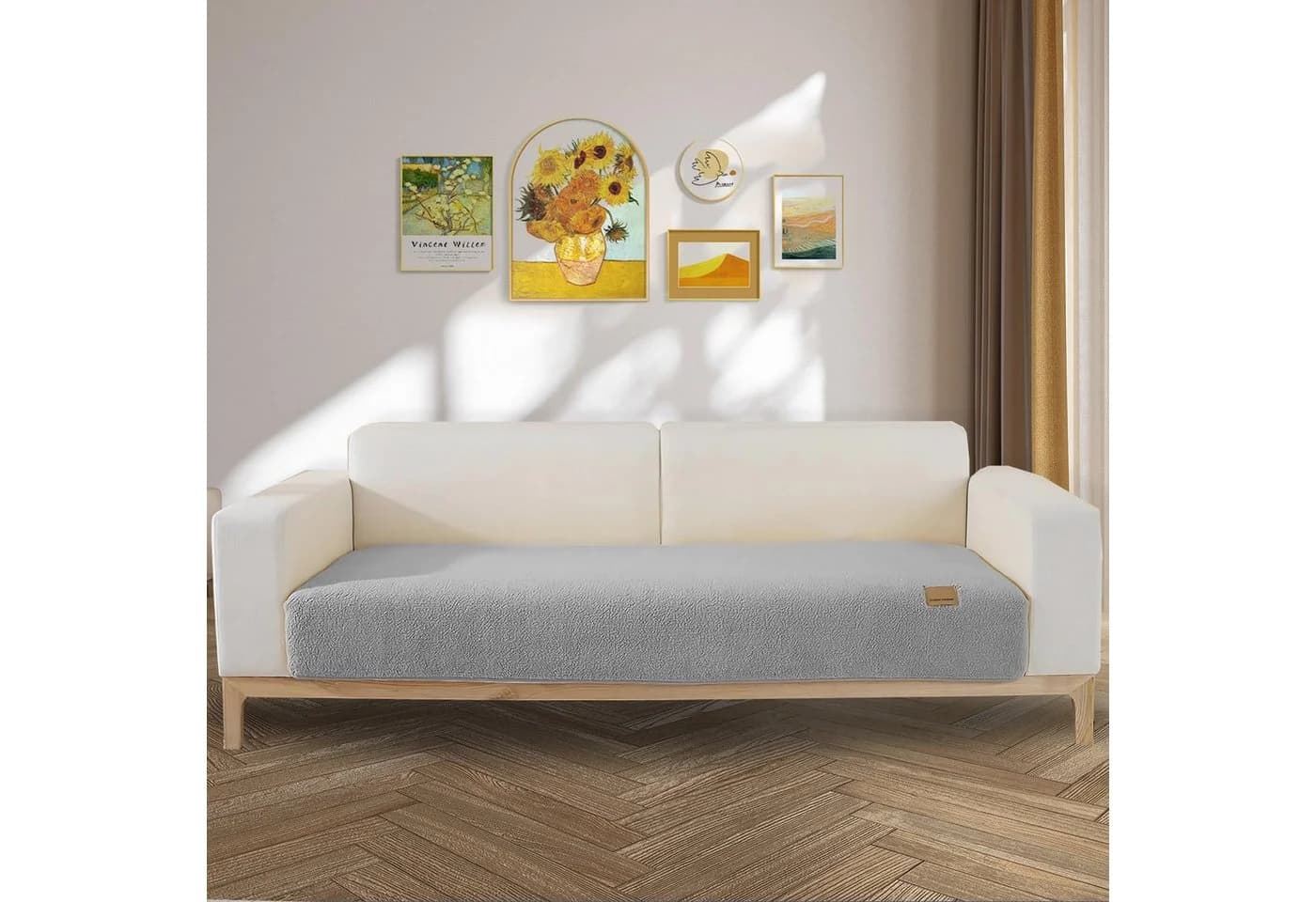 Zyronn Sofaschoner Rutschfest Hellgrau Kurzplush - Bild 4