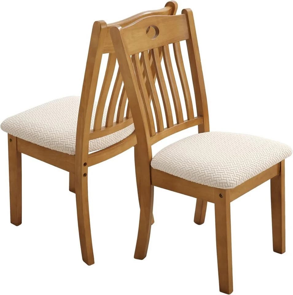 Diwzbyn Stuhlhusse 4er Set Beige Stretch Bezug mit Karomuster - Bild 4