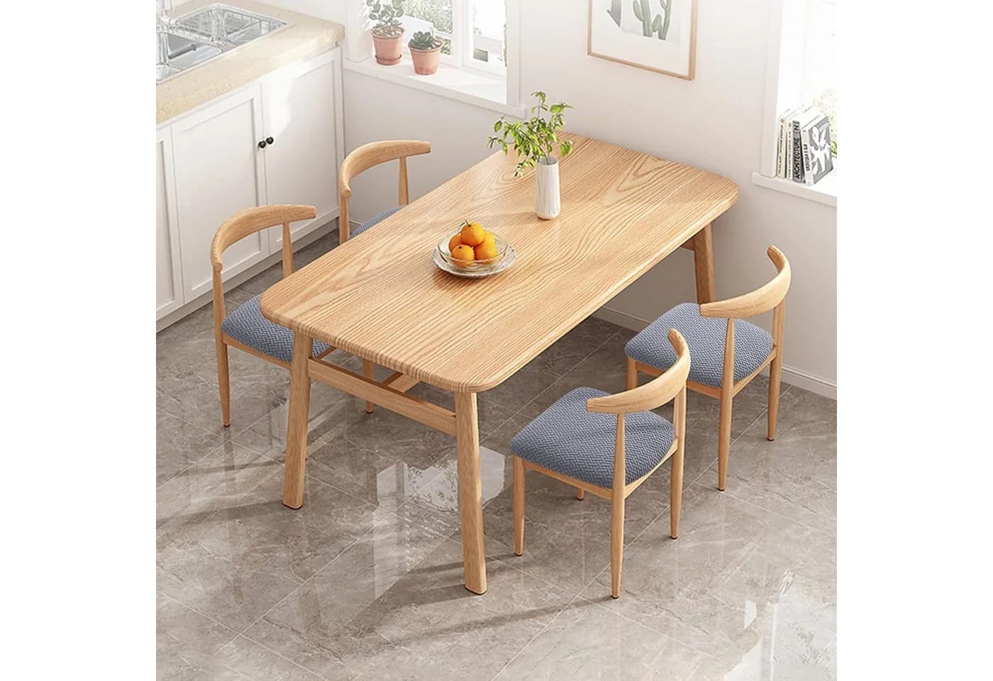Diwzbyn Stuhlhusse 4er Set Grau Stretch Bezug mit Karomuster