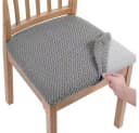 Diwzbyn Stuhlhusse 4er Set Grau Stretch Bezug mit Karomuster Bild 2