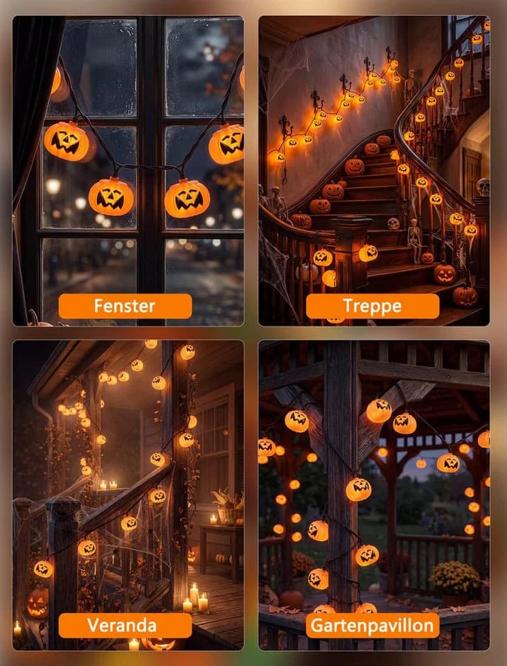 nsihing LED-Lichterkette Halloween Kürbis 3m 20 LEDs Orange - Bild 5