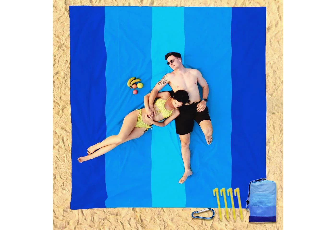 Diwzbyn Picknickdecke Stranddecke Wasserdicht Sandfrei Blau 210x200cm - Bild 5