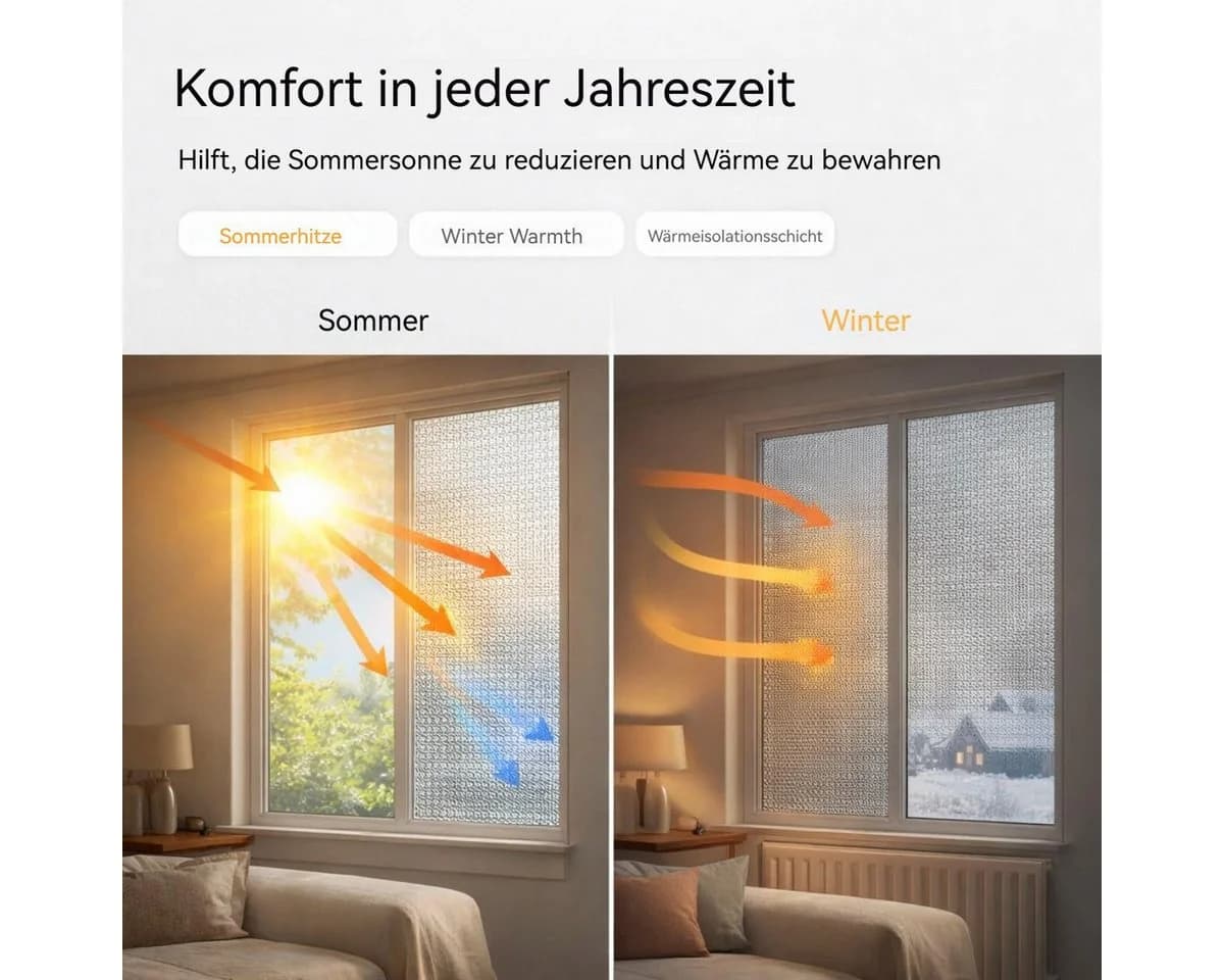 Diwzbyn Sonnenschutz-Fensterfolie Silber Aluminiumfolie Isolierfolie - Bild 4