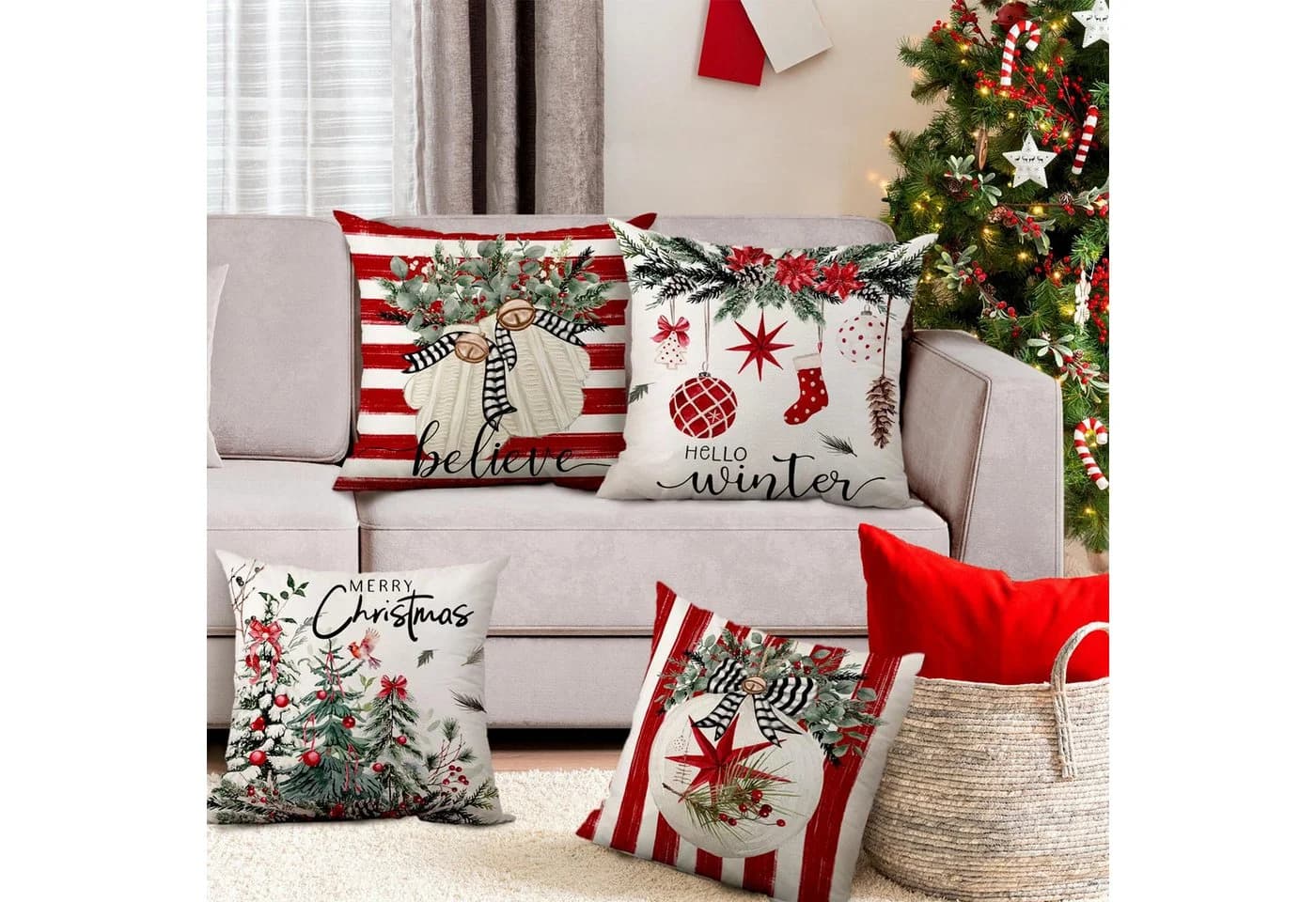 Agger Kissenbezug Set Weihnachten 45x45cm Rot