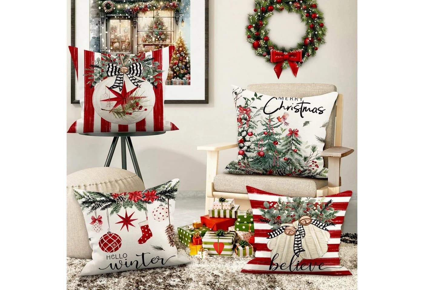 Agger Kissenbezug Set Weihnachten 45x45cm Rot - Bild 3